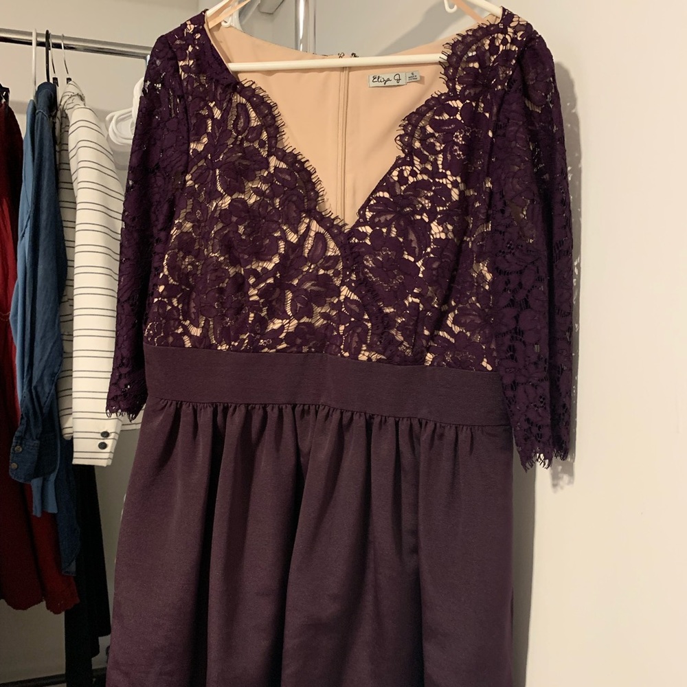Eliza J plum-colored semi-formal dress